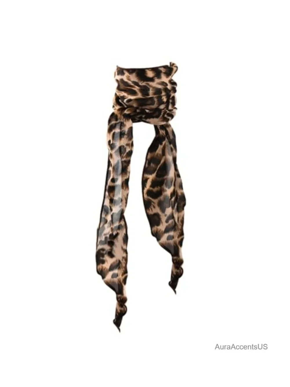 Leopard Print Long Thin Scarf Women's Fashion Silk Neck Scarf Headscarf Handbag